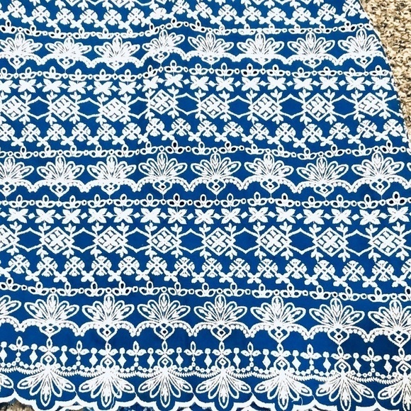 NWT Ann Taylor Skirt Size 4 Blue Embroidered Eyelet Scallop Hem High Waist Mini - Picture 9 of 9